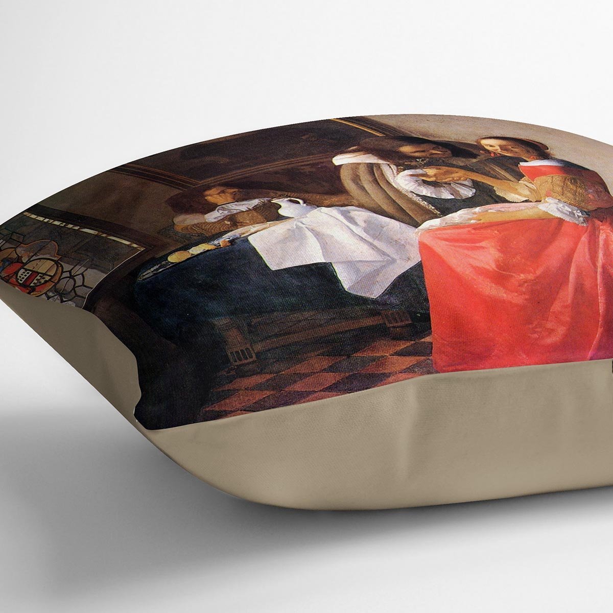 Girl with a wine glass by Vermeer Cushion