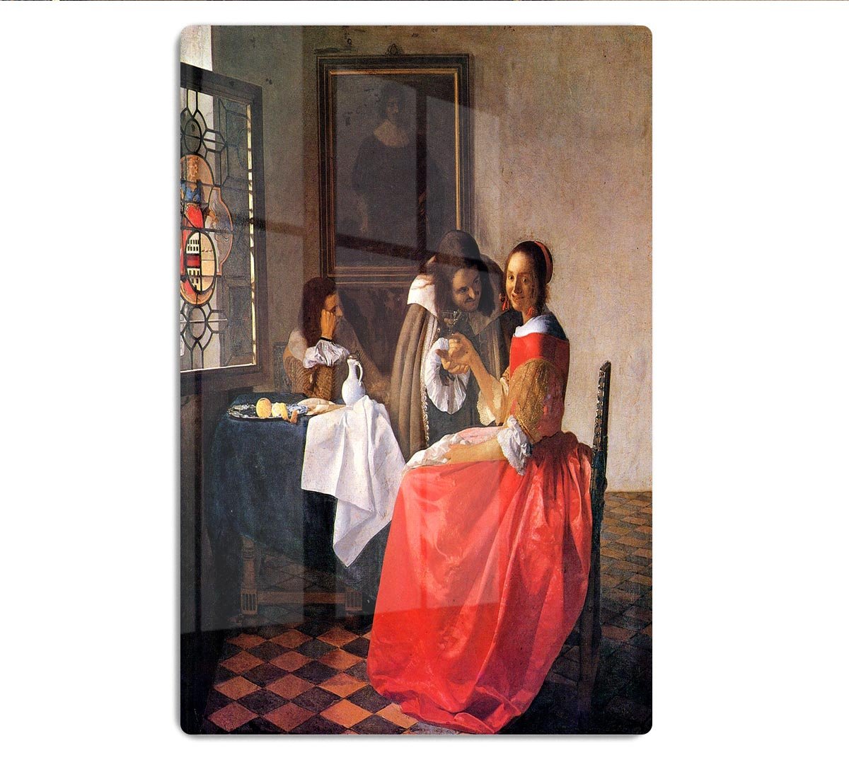 Girl with a wine glass by Vermeer HD Metal Print - Canvas Art Rocks - 1
