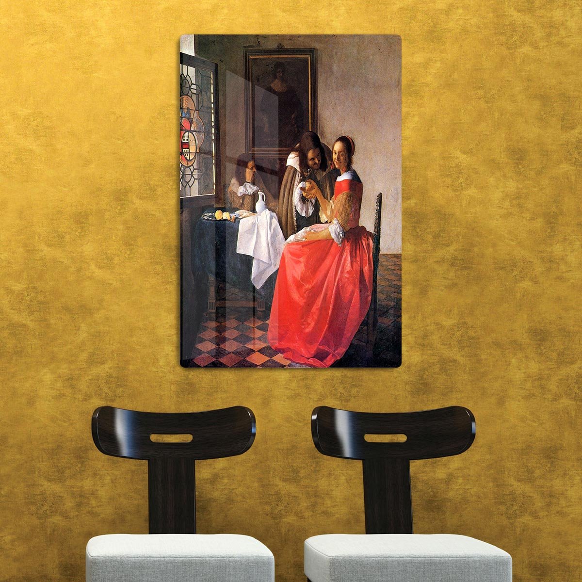 Girl with a wine glass by Vermeer HD Metal Print - Canvas Art Rocks - 2