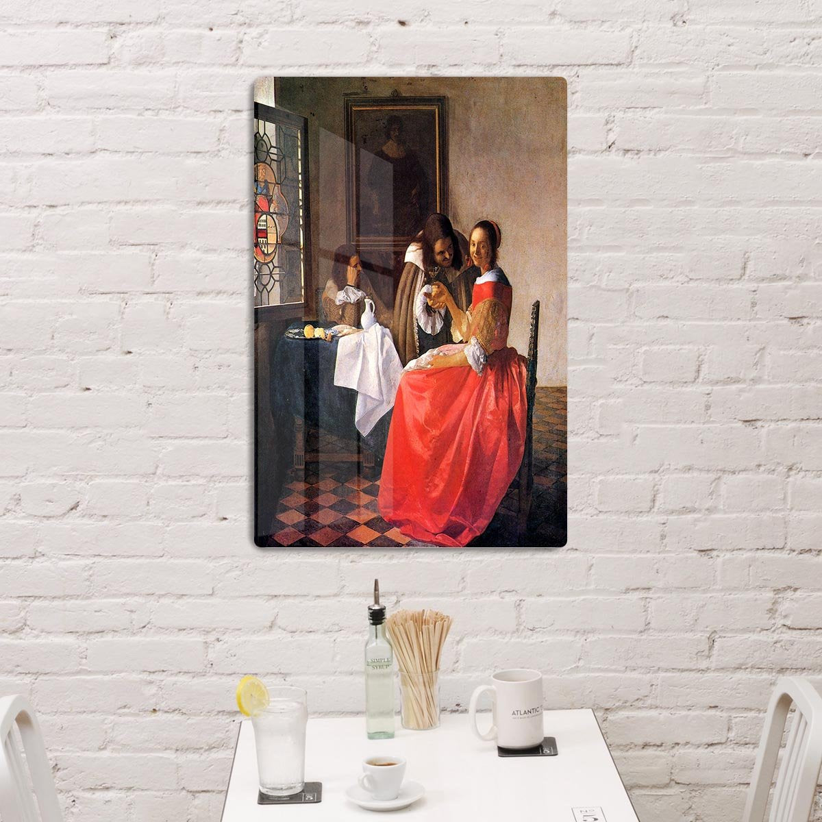 Girl with a wine glass by Vermeer HD Metal Print - Canvas Art Rocks - 3