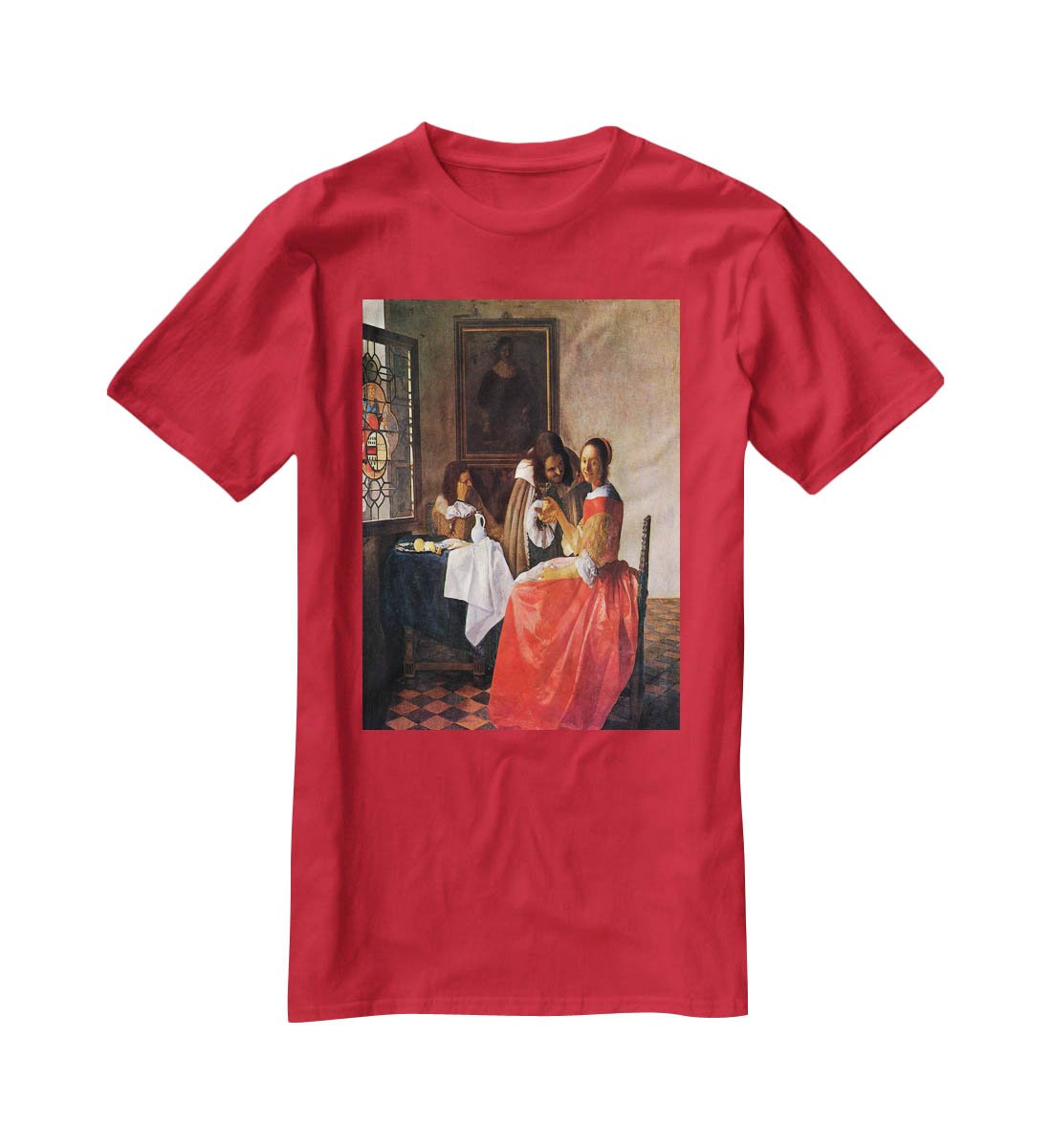 Girl with a wine glass by Vermeer T-Shirt - Canvas Art Rocks - 4