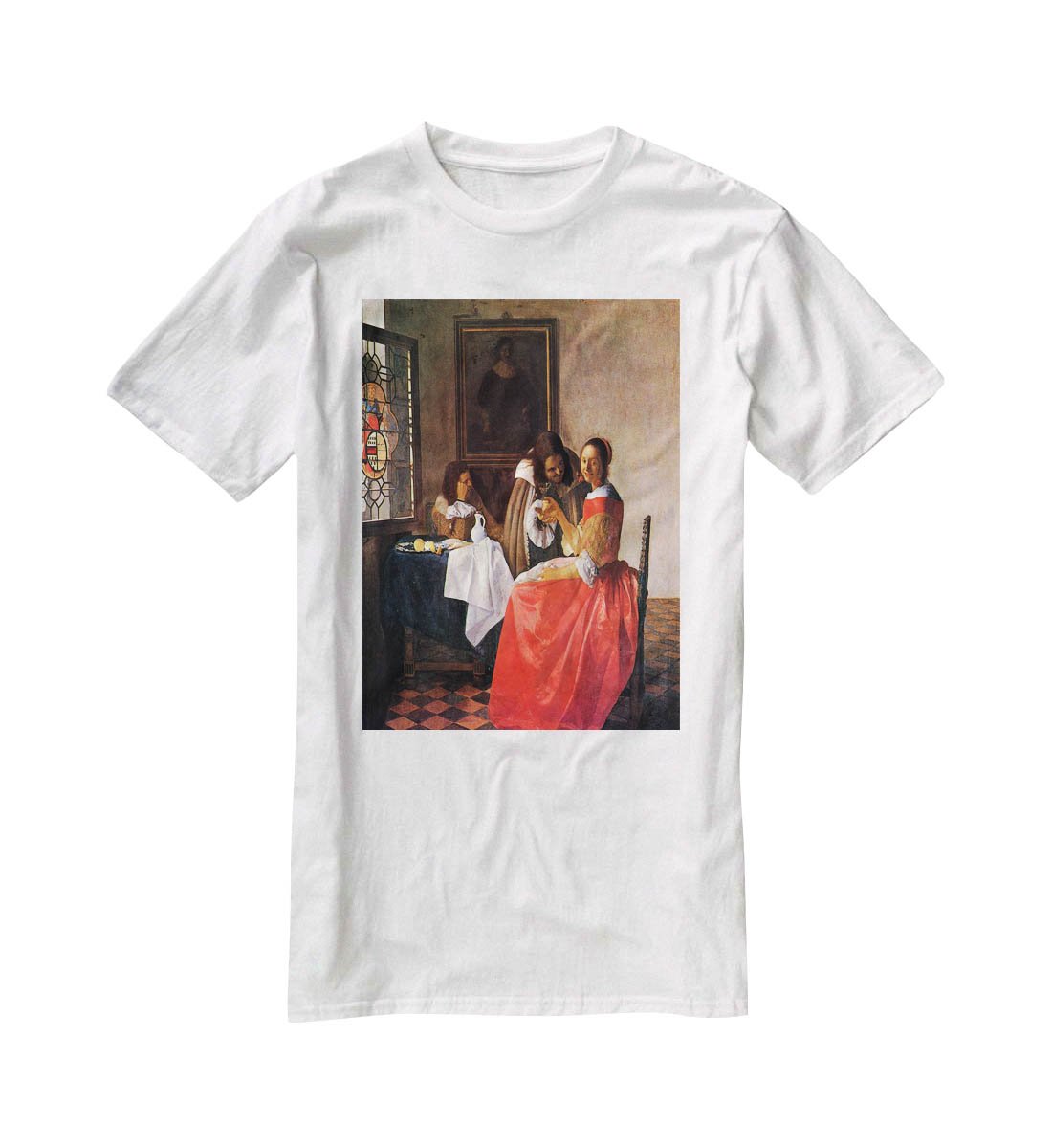 Girl with a wine glass by Vermeer T-Shirt - Canvas Art Rocks - 5