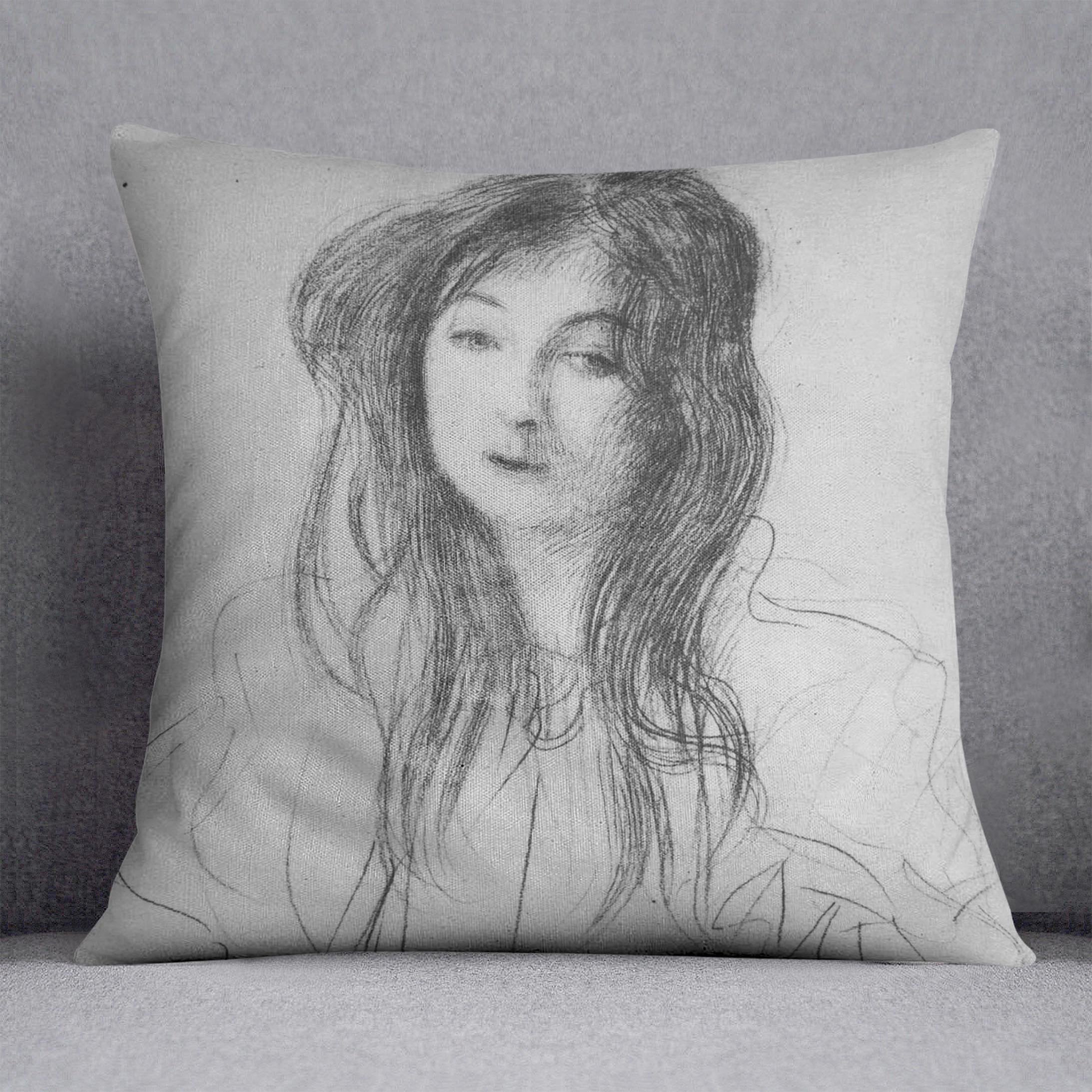 Girl with long hair by Klimt Throw Pillow