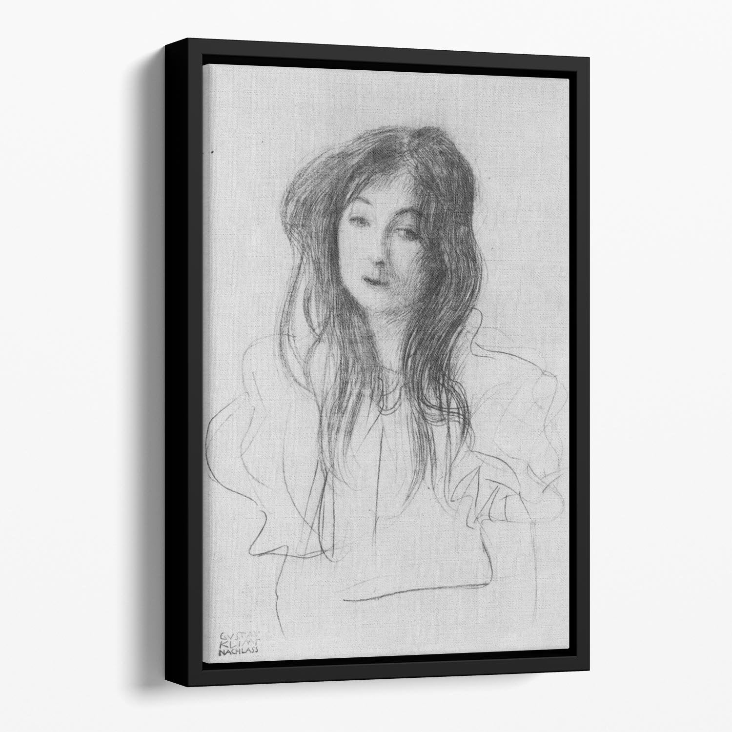 Girl with long hair by Klimt Floating Framed Canvas