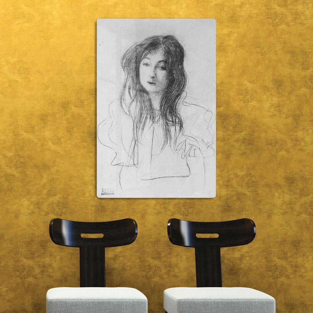 Girl with long hair by Klimt HD Metal Print