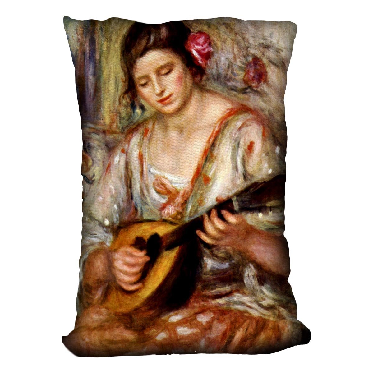 Girl with mandolin by Renoir Throw Pillow