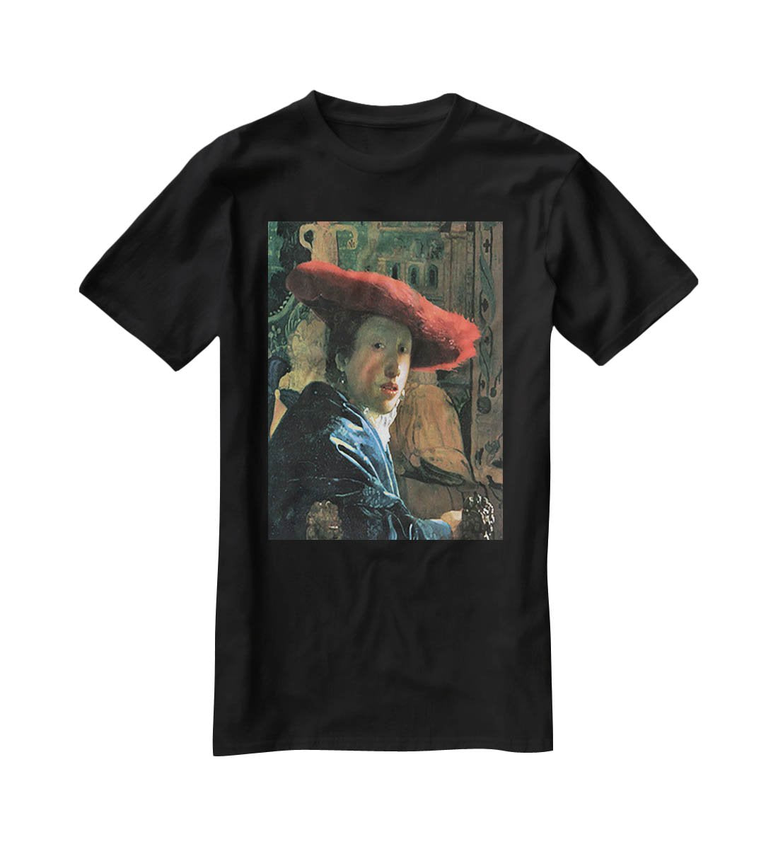 Girl with red hat by Vermeer T-Shirt - Canvas Art Rocks - 1
