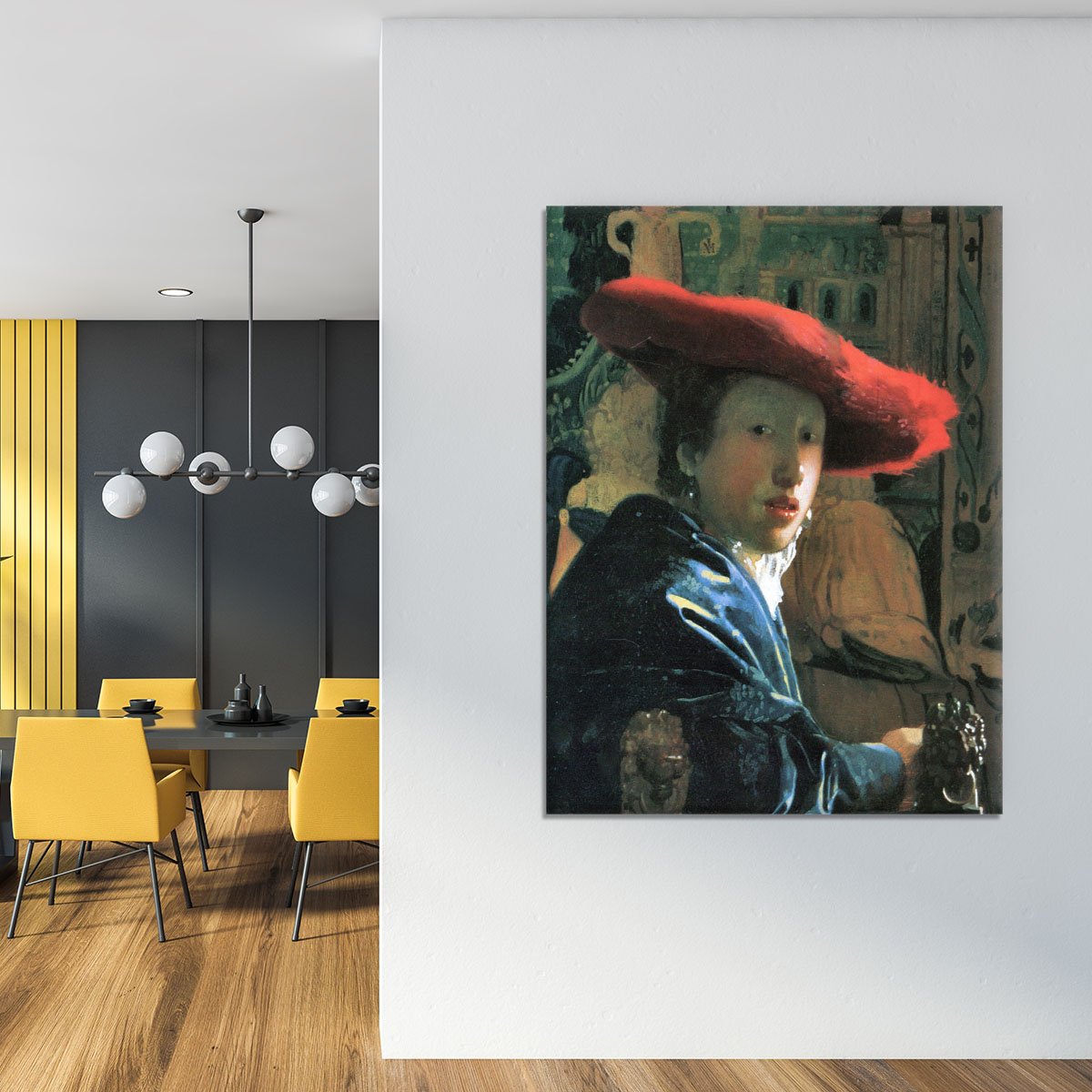 Girl with red hat by Vermeer Canvas Print or Poster