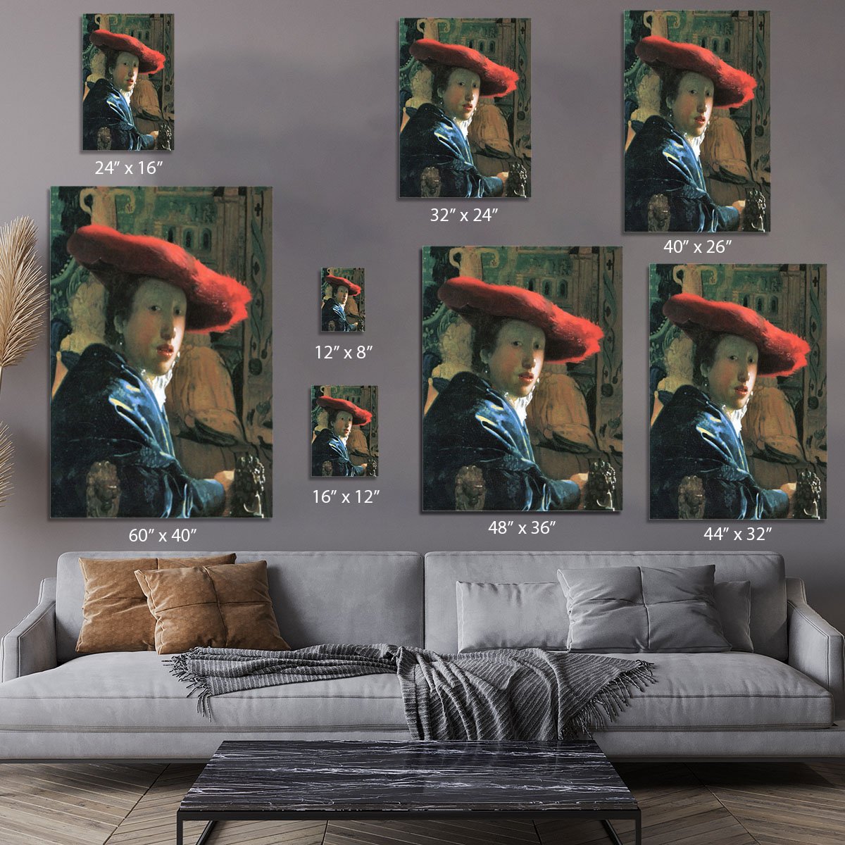 Girl with red hat by Vermeer Canvas Print or Poster