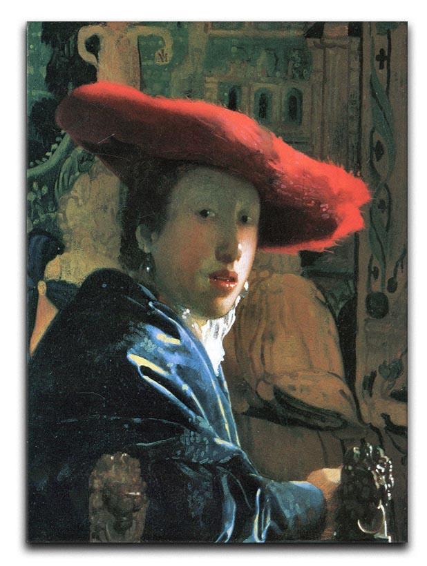 Girl with red hat by Vermeer Canvas Print or Poster - Canvas Art Rocks - 1
