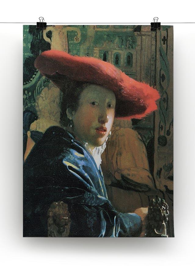 Girl with red hat by Vermeer Canvas Print or Poster - Canvas Art Rocks - 2