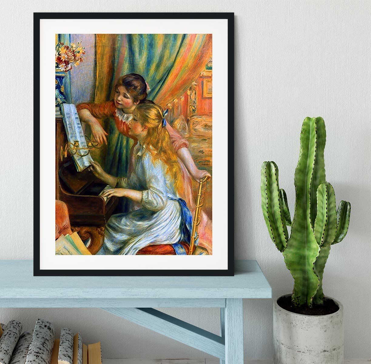 Girls at the Piano by Renoir Framed Print - Canvas Art Rocks - 1