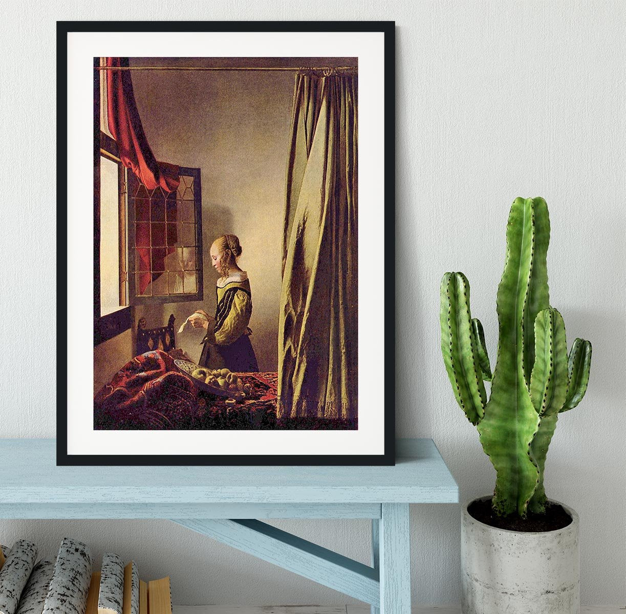Girls at the open window by Vermeer Framed Print - Canvas Art Rocks - 1