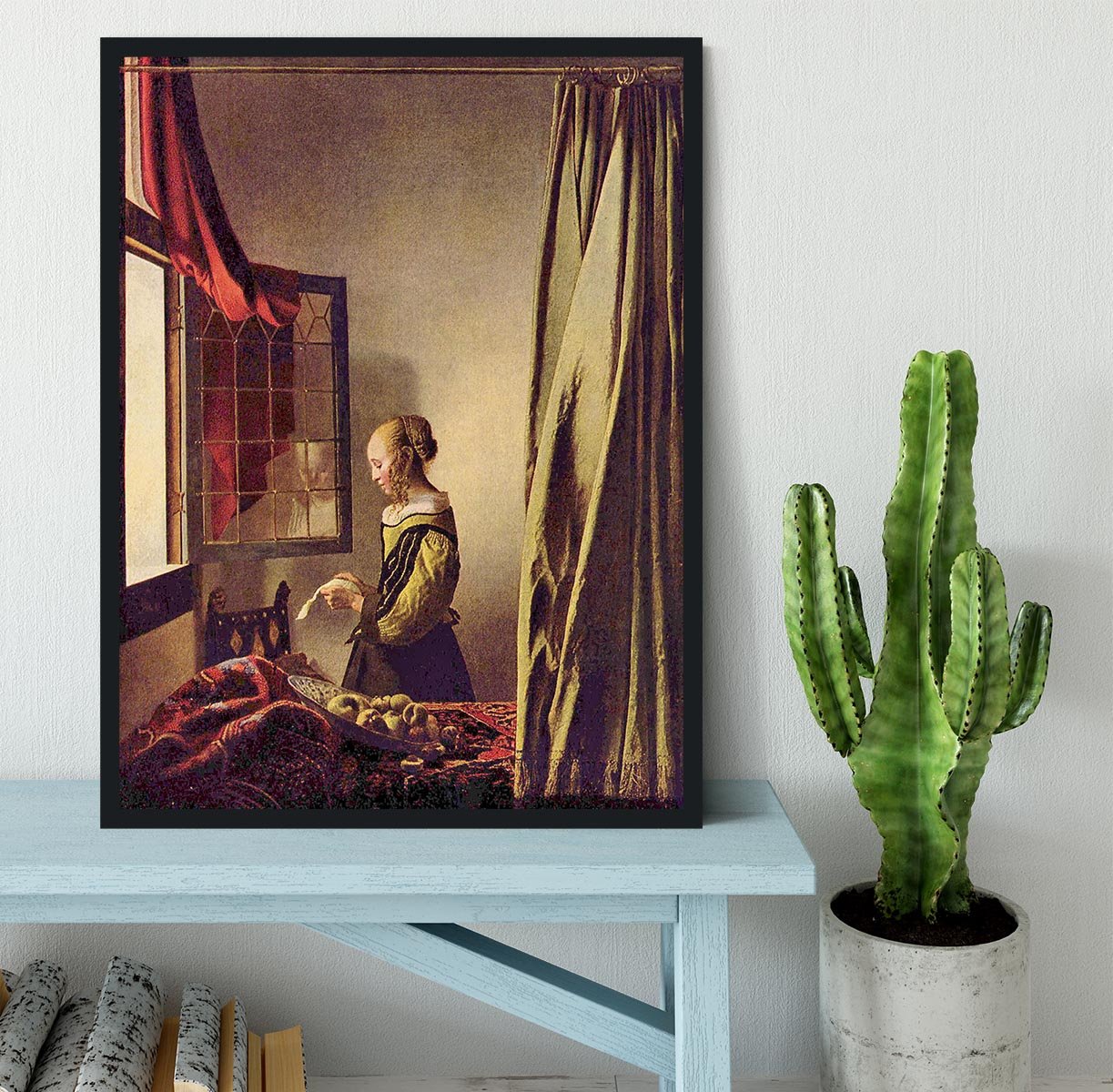 Girls at the open window by Vermeer Framed Print - Canvas Art Rocks - 2