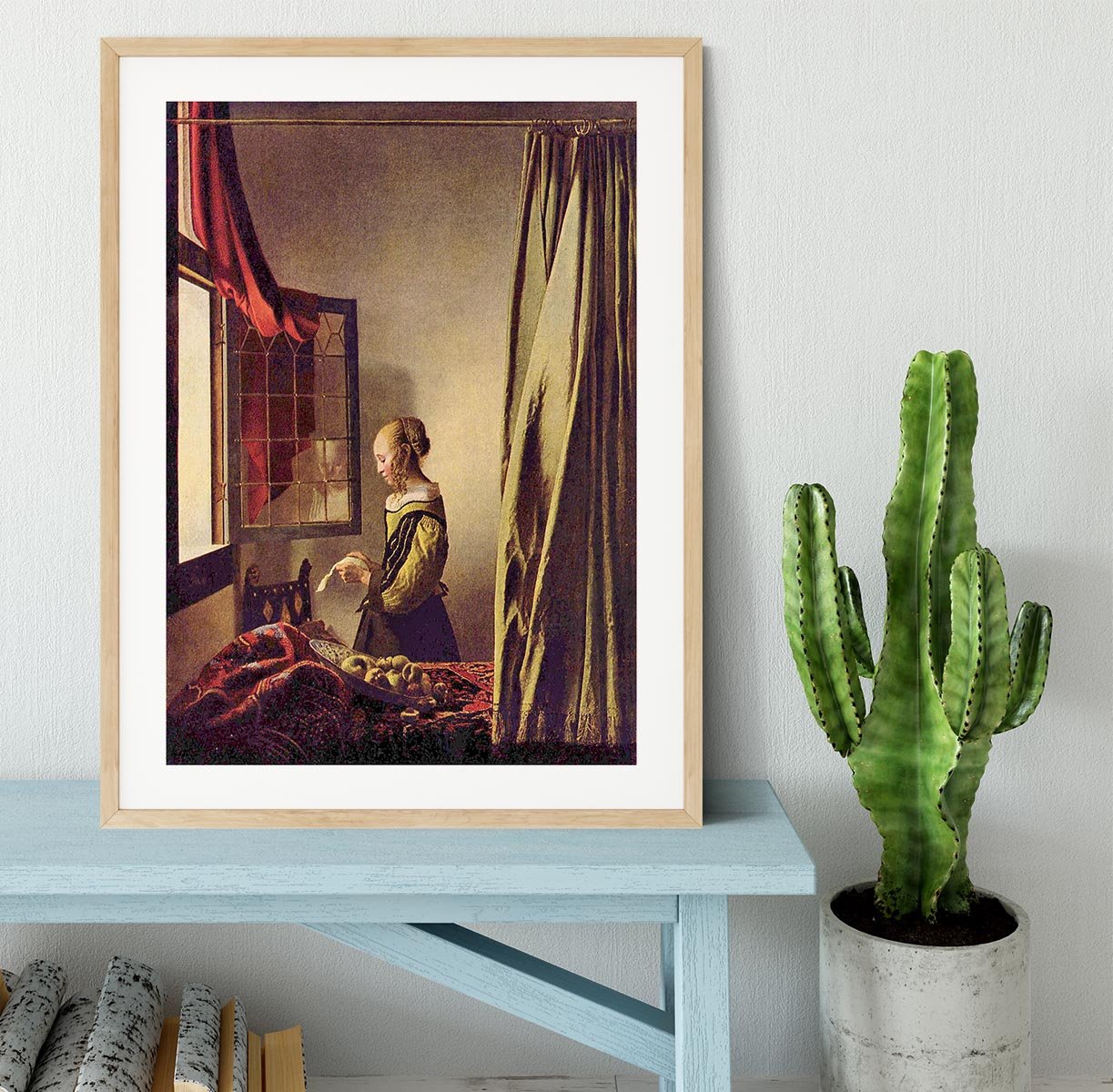 Girls at the open window by Vermeer Framed Print - Canvas Art Rocks - 3