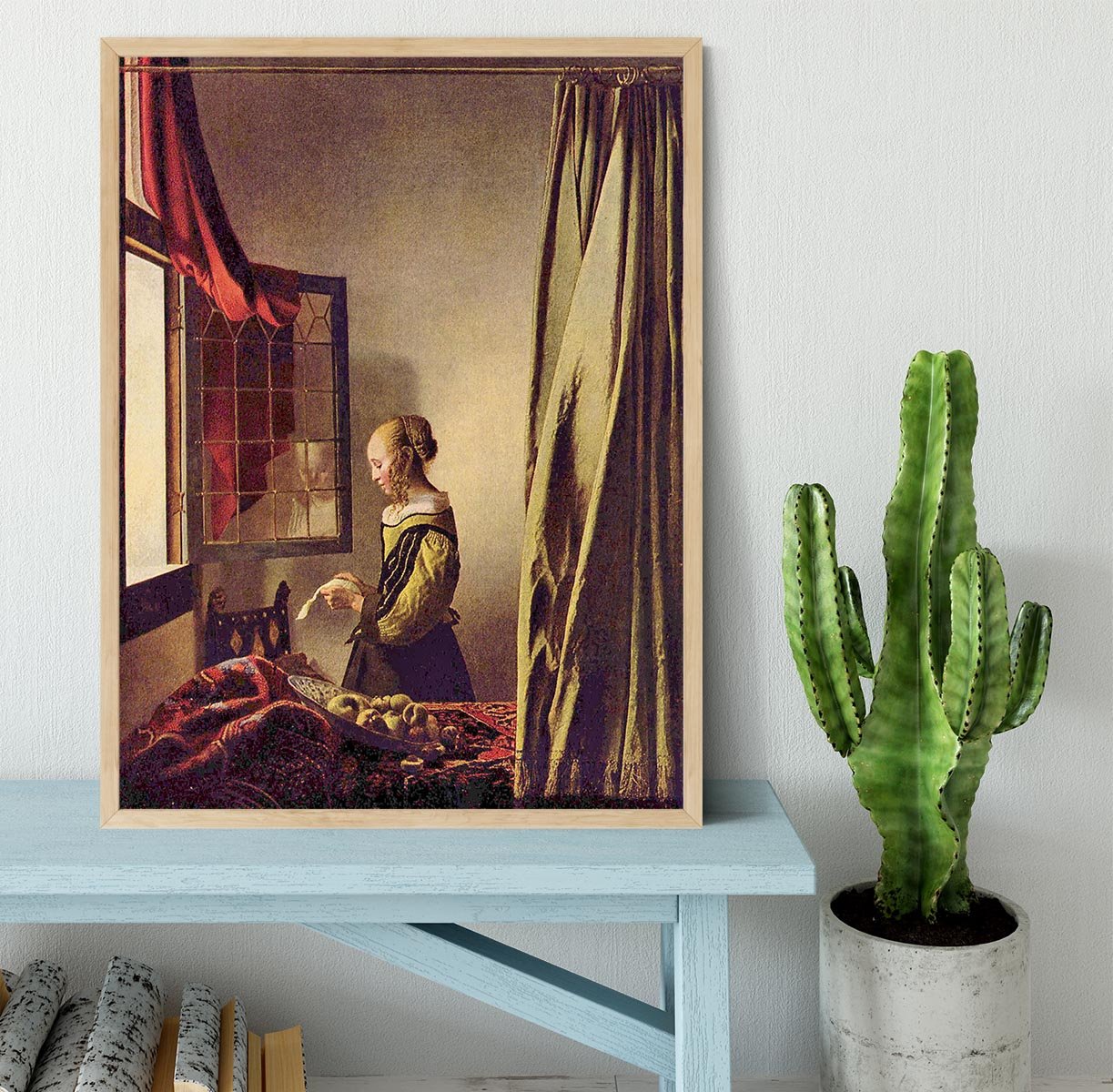 Girls at the open window by Vermeer Framed Print - Canvas Art Rocks - 4
