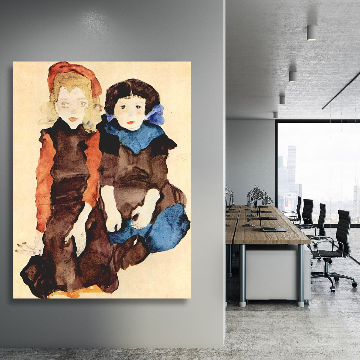 Girls by Egon Schiele Canvas Print or Poster