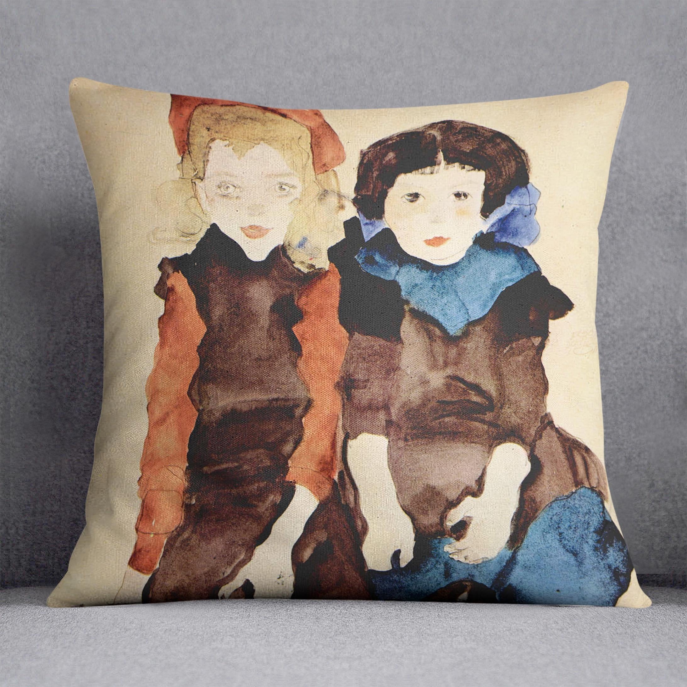 Girls by Egon Schiele Cushion