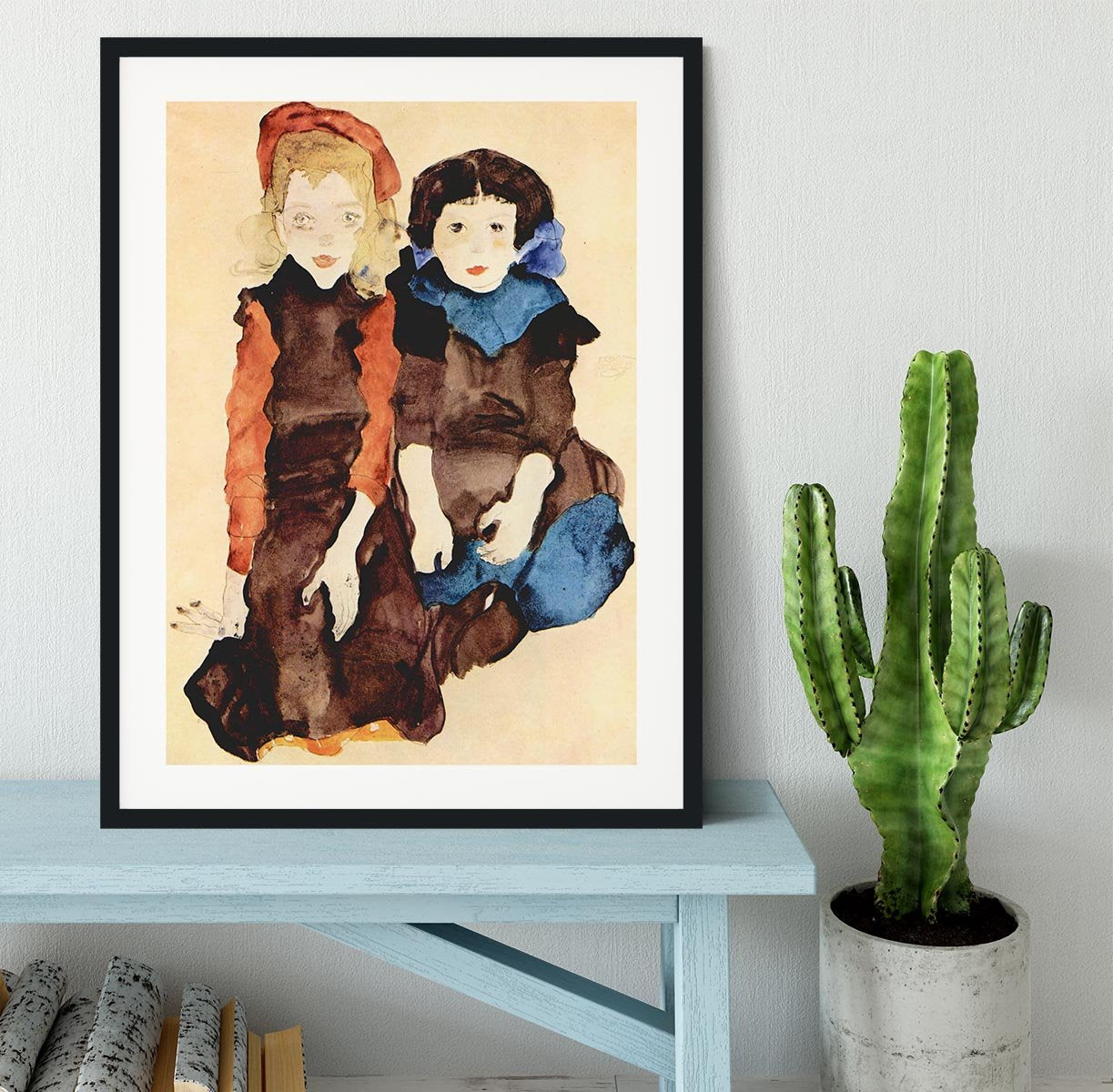 Girls by Egon Schiele Framed Print - Canvas Art Rocks - 1