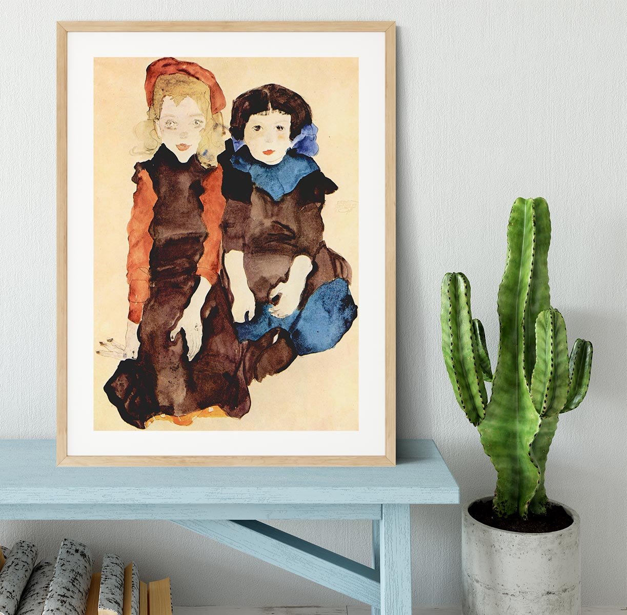 Girls by Egon Schiele Framed Print - Canvas Art Rocks - 3