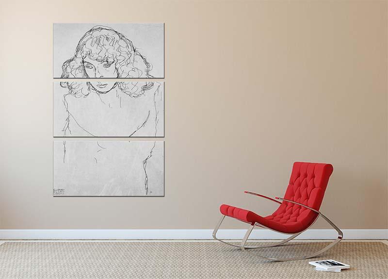 Girls head by Klimt 3 Split Panel Canvas Print - Canvas Art Rocks - 2