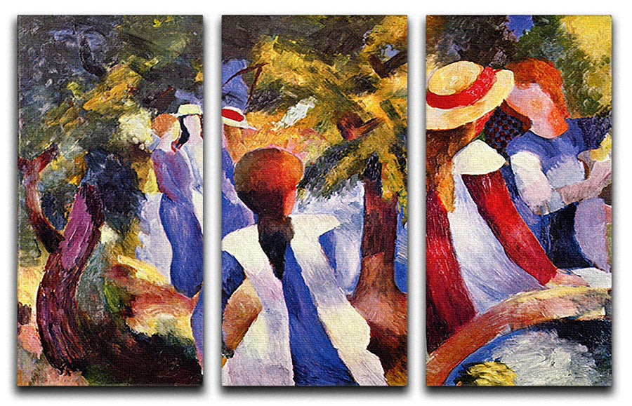 Girls in the Open by August Macke 3 Split Panel Canvas Print - Canvas Art Rocks - 1