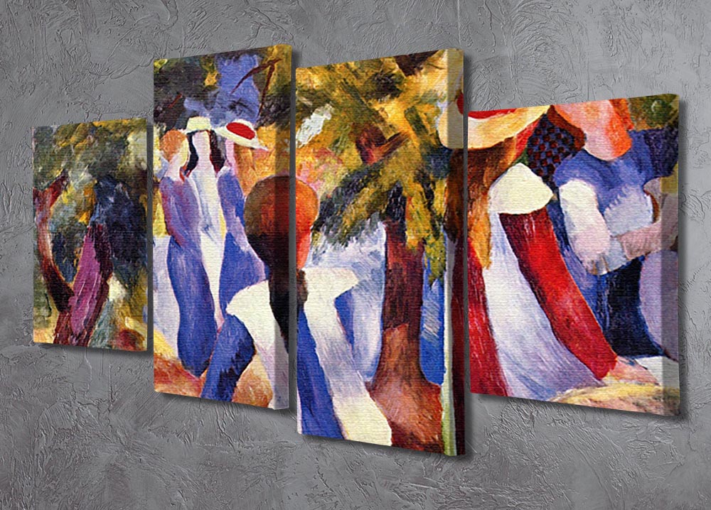 Girls in the Open by August Macke 4 Split Panel Canvas - Canvas Art Rocks - 2