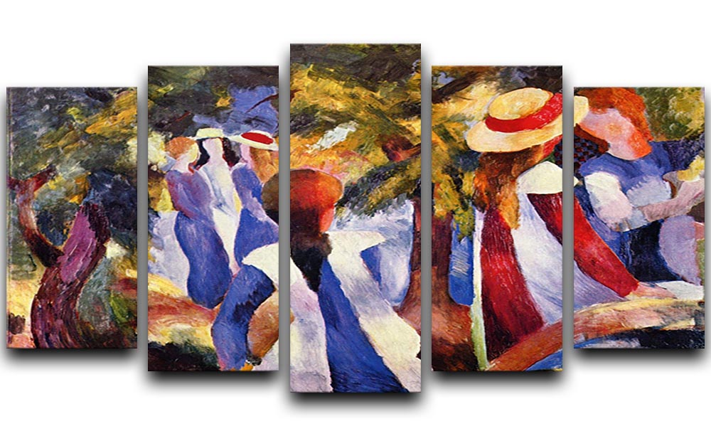 Girls in the Open by August Macke 5 Split Panel Canvas - Canvas Art Rocks - 1