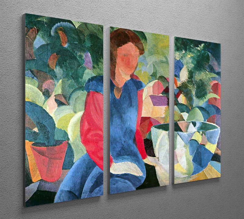 Girls with fish bell by Macke 3 Split Panel Canvas Print - Canvas Art Rocks - 2