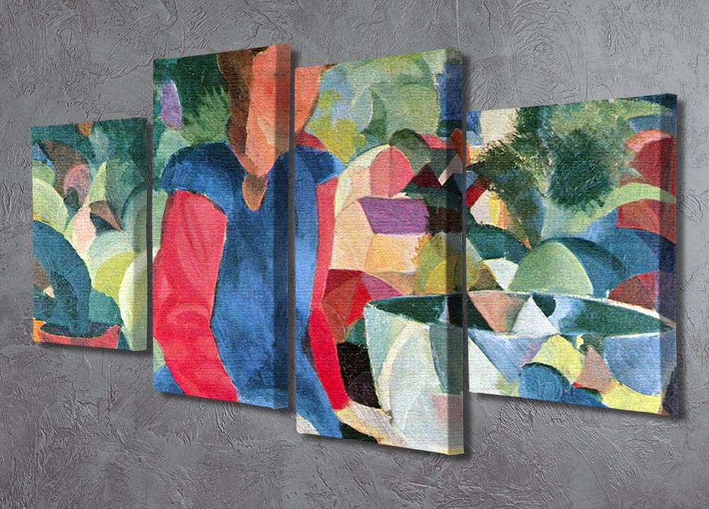Girls with fish bell by Macke 4 Split Panel Canvas - Canvas Art Rocks - 2