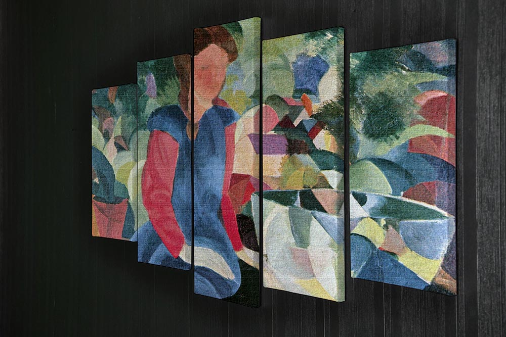 Girls with fish bell by Macke 5 Split Panel Canvas - Canvas Art Rocks - 2