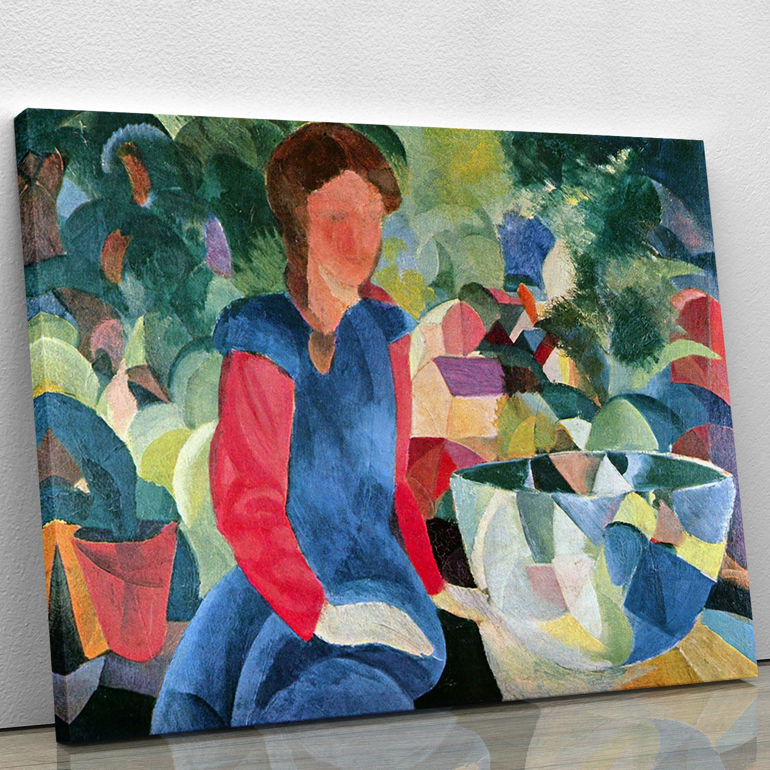 Girls with fish bell by Macke Canvas Print or Poster - Canvas Art Rocks - 1