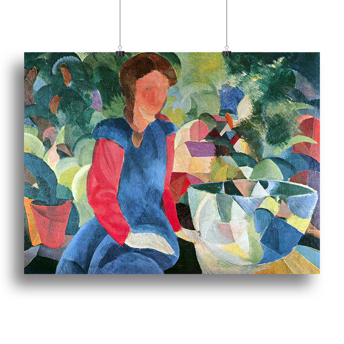 Girls with fish bell by Macke Canvas Print or Poster - Canvas Art Rocks - 2