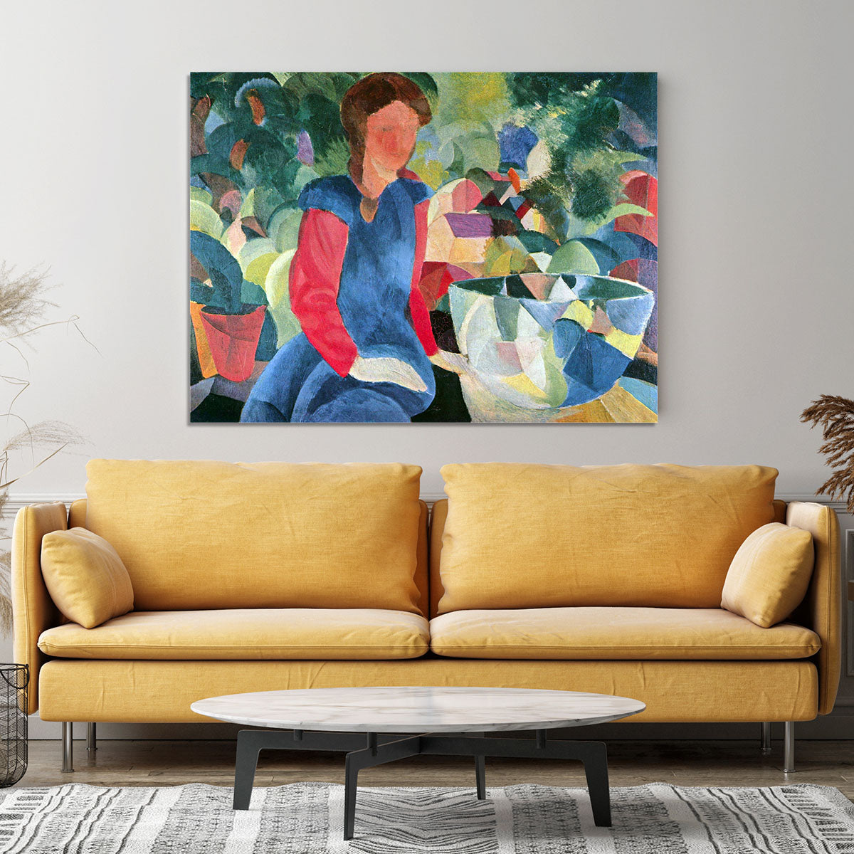 Girls with fish bell by Macke Canvas Print or Poster - Canvas Art Rocks - 4