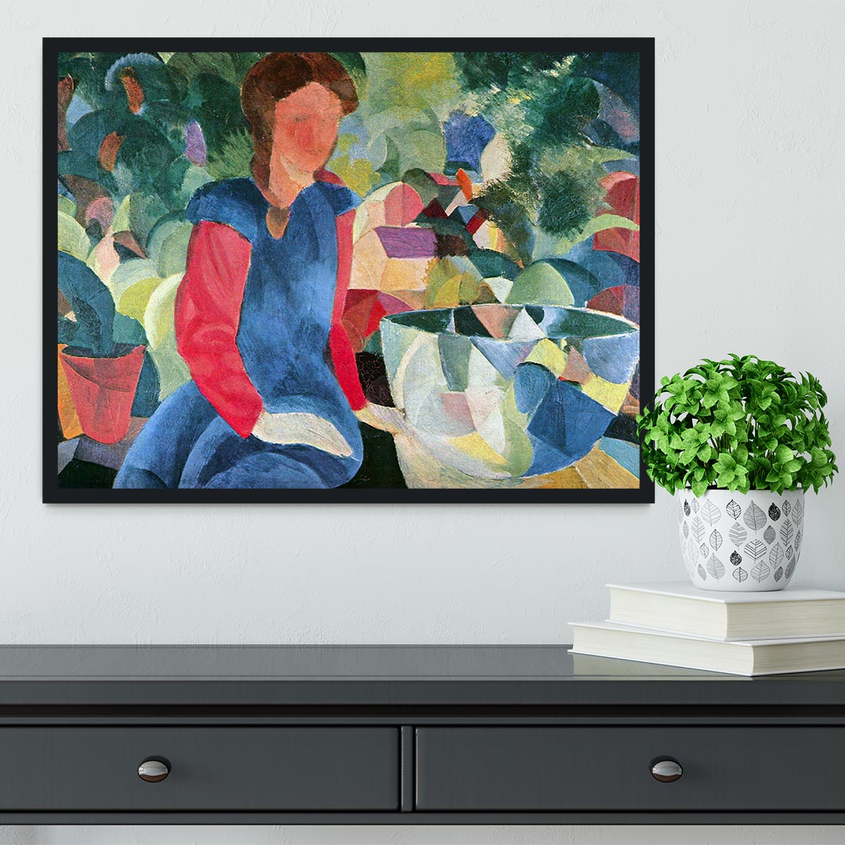 Girls with fish bell by Macke Framed Print - Canvas Art Rocks - 2