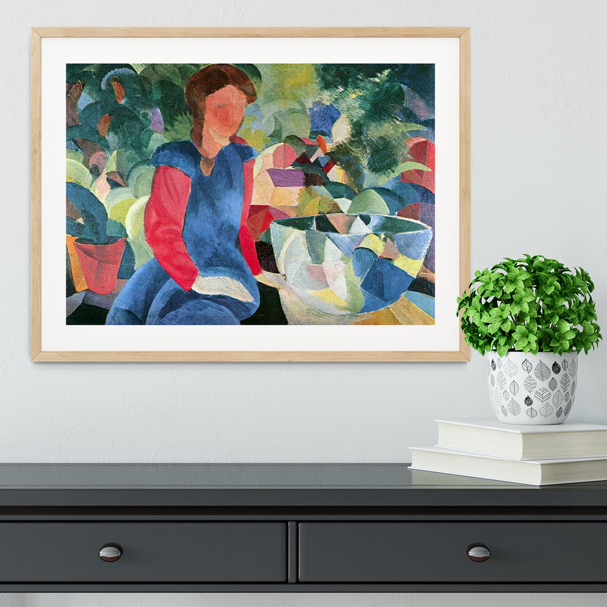 Girls with fish bell by Macke Framed Print - Canvas Art Rocks - 3