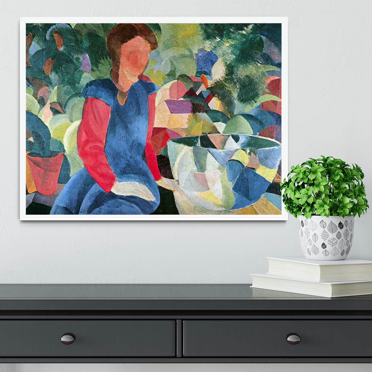 Girls with fish bell by Macke Framed Print - Canvas Art Rocks -6