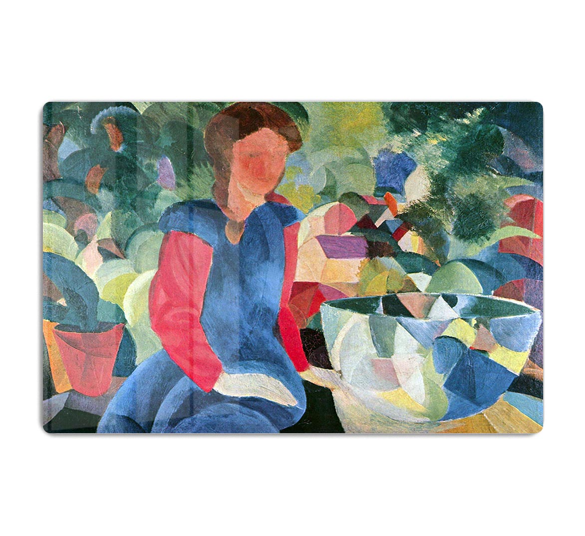 Girls with fish bell by Macke Acrylic Block - Canvas Art Rocks - 1