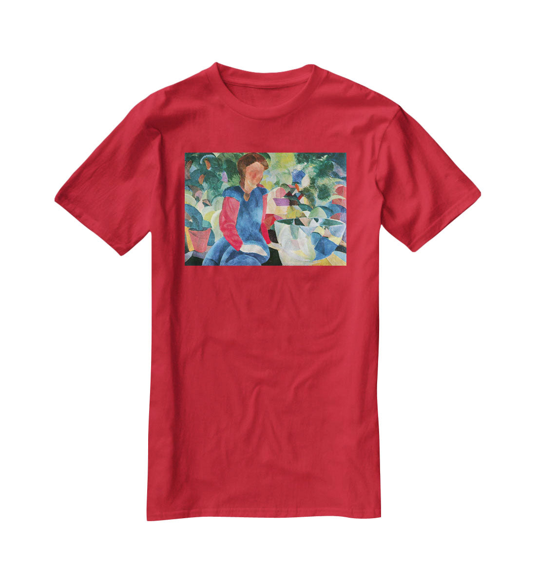 Girls with fish bell by Macke T-Shirt - Canvas Art Rocks - 4