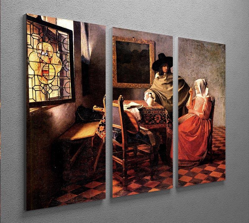 Glass of wine by Vermeer 3 Split Panel Canvas Print - Canvas Art Rocks - 2