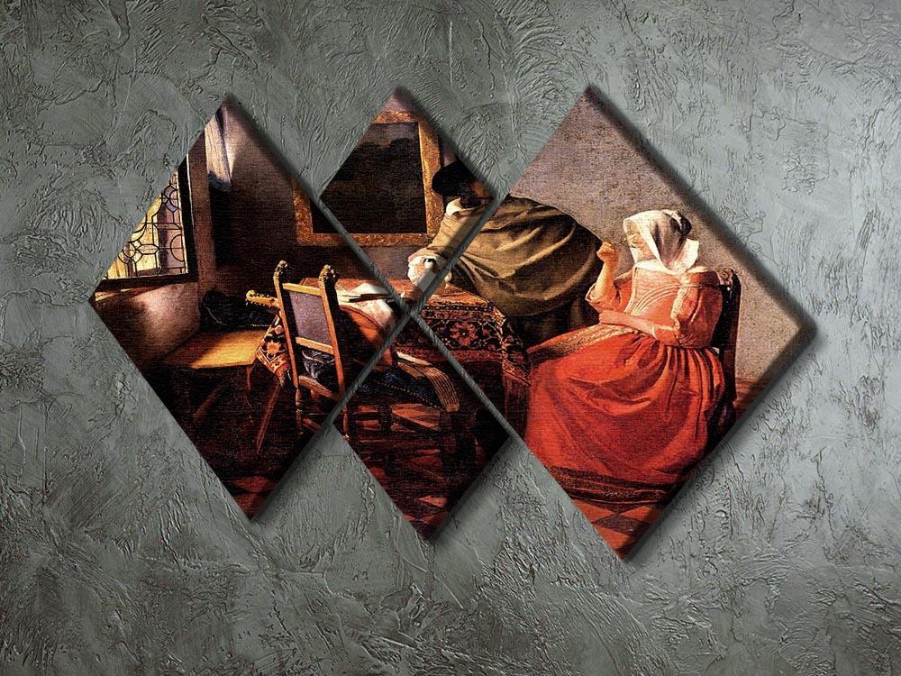 Glass of wine by Vermeer 4 Square Multi Panel Canvas - Canvas Art Rocks - 2