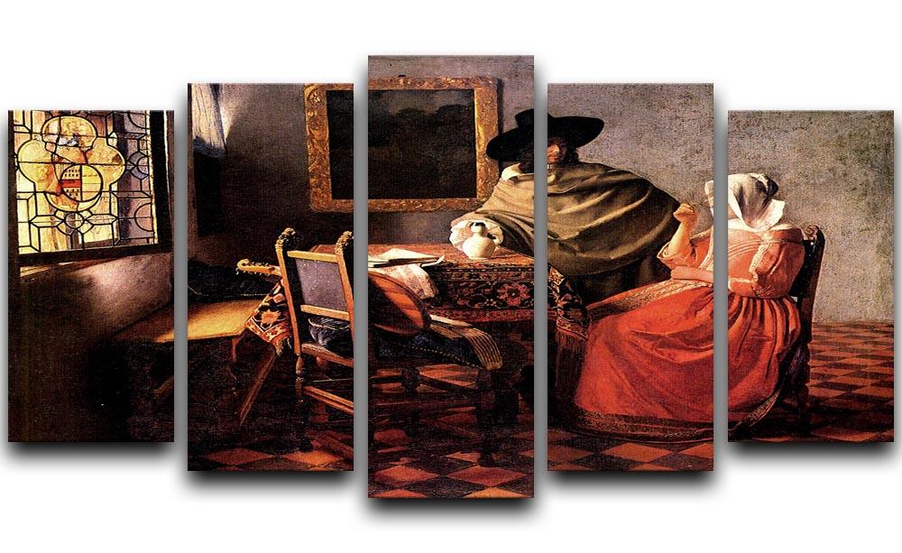 Glass of wine by Vermeer 5 Split Panel Canvas - Canvas Art Rocks - 1