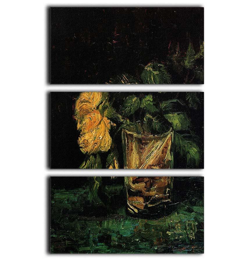 Glass with Roses by Van Gogh 3 Split Panel Canvas Print - Canvas Art Rocks - 1