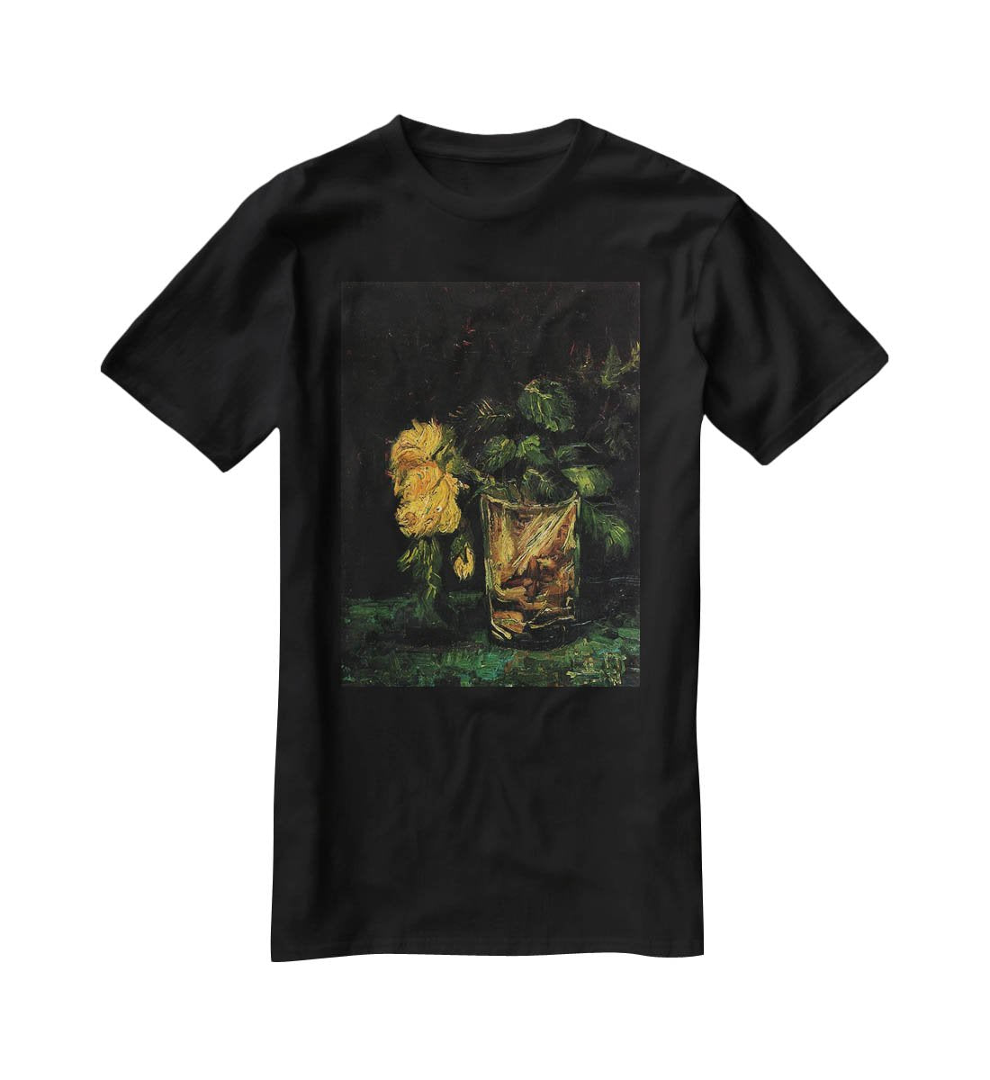 Glass with Roses by Van Gogh T-Shirt - Canvas Art Rocks - 1