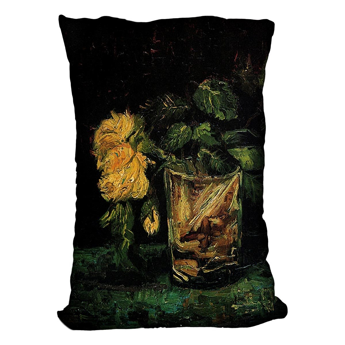 Glass with Roses by Van Gogh Throw Pillow