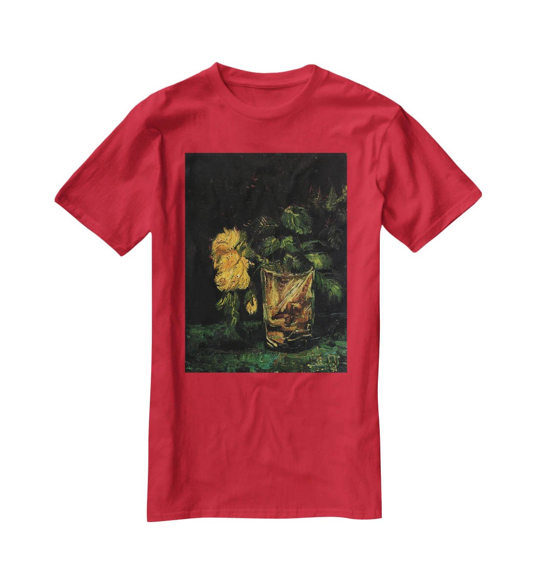 Glass with Roses by Van Gogh T-Shirt - Canvas Art Rocks - 4