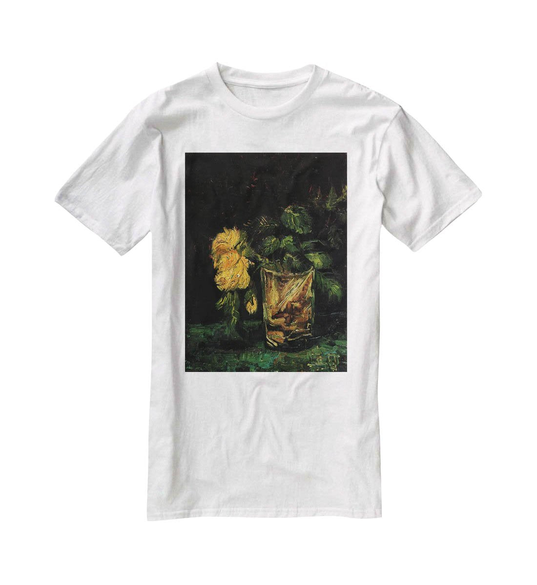 Glass with Roses by Van Gogh T-Shirt - Canvas Art Rocks - 5