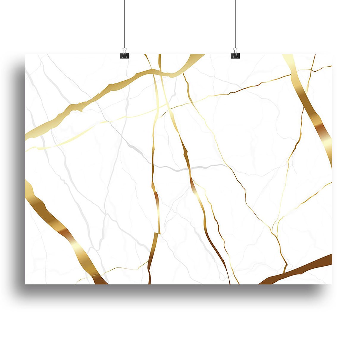 Gold and White Veined Marble Canvas Print or Poster