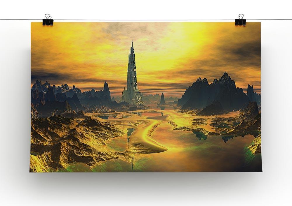 Golden Alien Landscape Canvas Print or Poster - Canvas Art Rocks - 2