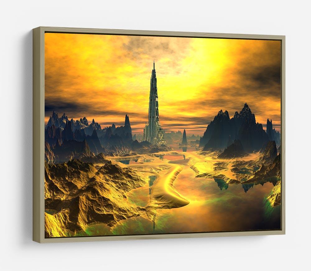 Golden Alien Landscape HD Metal Print